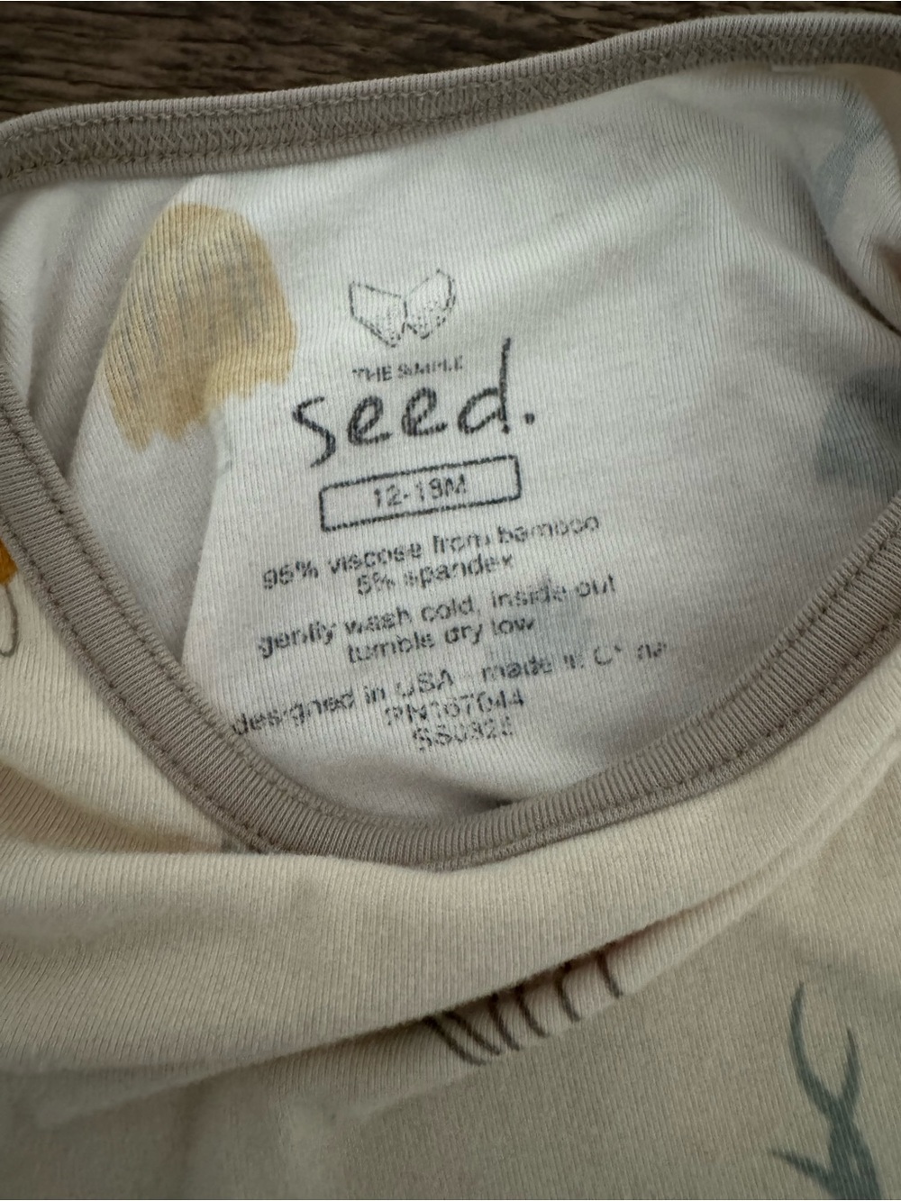 The Simple Seed Baby Mushroom Romper 12-18M Bamboo Viscose Neutral Woodland - Picture 2 of 3